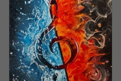 WASSER-FEUER DUET , Öl auf Leinwand, 40 x 40 cm